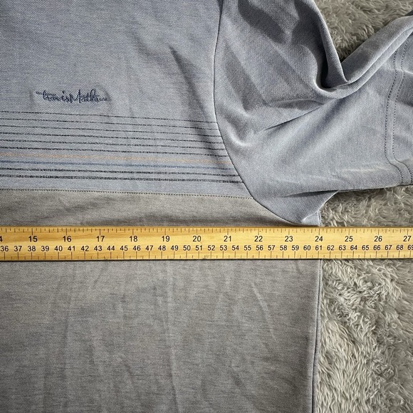 Travis Mathew Polo Shirt Mens 2XL Performance Pullover Gray Blue‎ Striped Golf - Picture 6 of 8